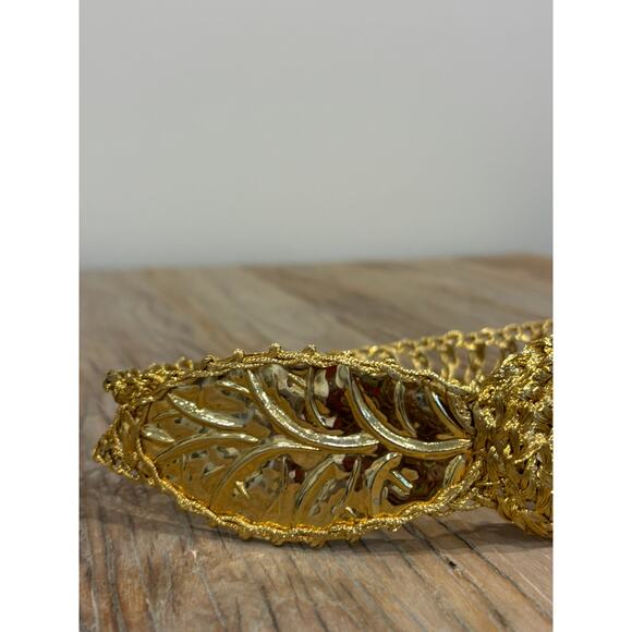 Vintage Gold Tone Unique Flexible Woven Belt - Picture 5 of 9